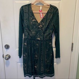 Xhilaration Long Sleeve Lace Wrap Mini Dress NWT